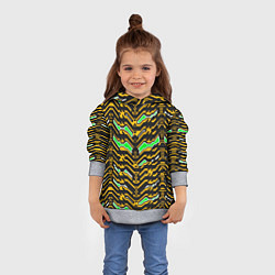 Толстовка-худи детская Агрессивный чёрно-жёлтый паттерн, цвет: 3D-меланж — фото 2