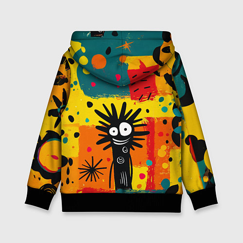 Детская толстовка Красочная абстракция с черным персонажем / 3D-Черный – фото 2