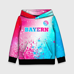 Толстовка-худи детская Bayern neon gradient style посередине, цвет: 3D-черный