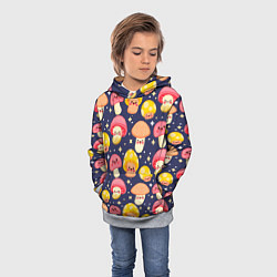 Толстовка-худи детская Веселые грибочки паттерн, цвет: 3D-меланж — фото 2