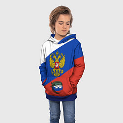 Толстовка-худи детская Россия - на страже, цвет: 3D-синий — фото 2