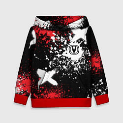 Толстовка-худи детская Логотип Чанган на фоне брызг красок, цвет: 3D-красный