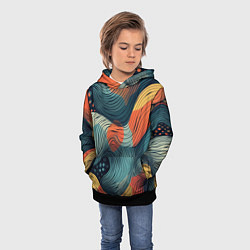 Толстовка-худи детская Волны линиями, цвет: 3D-черный — фото 2