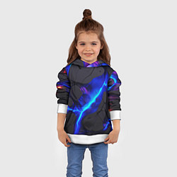 Толстовка-худи детская Темный синий неон из разлома плит, цвет: 3D-белый — фото 2