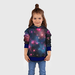 Толстовка-худи детская Абстрактный космос фантастика, цвет: 3D-синий — фото 2