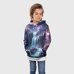 Толстовка-худи детская Волшебный ночной водопад, цвет: 3D-белый — фото 2