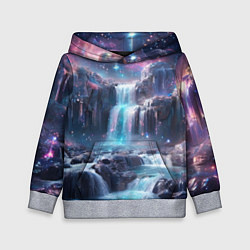 Толстовка-худи детская Волшебный ночной водопад, цвет: 3D-меланж