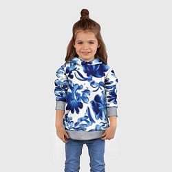 Толстовка-худи детская Гжель акварель, цвет: 3D-меланж — фото 2