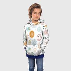 Толстовка-худи детская Листья и узоры, цвет: 3D-синий — фото 2