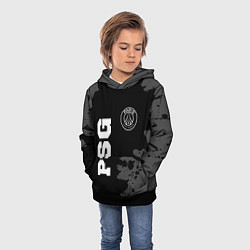 Толстовка-худи детская PSG sport на темном фоне вертикально, цвет: 3D-черный — фото 2