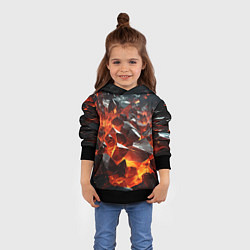 Толстовка-худи детская Взрыв камней в красном неоне, цвет: 3D-черный — фото 2