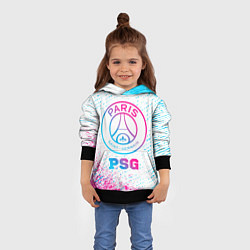 Толстовка-худи детская PSG neon gradient style, цвет: 3D-черный — фото 2