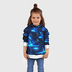 Толстовка-худи детская Синие абстрактные неоновые плиты, цвет: 3D-белый — фото 2