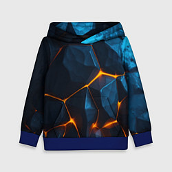 Толстовка-худи детская Разлом плит с оранжевым свечением, цвет: 3D-синий