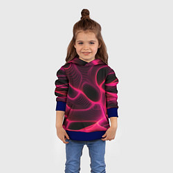 Толстовка-худи детская Неоновая яркая геометрическая абстракция со светом, цвет: 3D-синий — фото 2