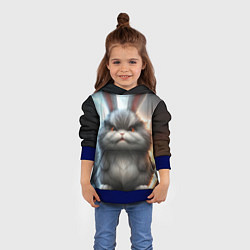 Толстовка-худи детская Грозный заяц, цвет: 3D-синий — фото 2