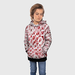 Толстовка-худи детская Хаотичный гексагональный каркас в красном тумане, цвет: 3D-черный — фото 2