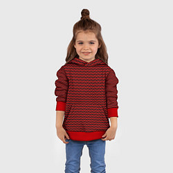 Толстовка-худи детская Красно-чёрный волнистые линии, цвет: 3D-красный — фото 2