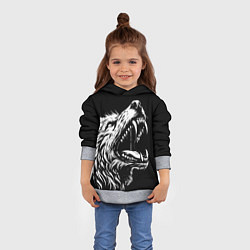 Толстовка-худи детская Волчий оскал - арт, цвет: 3D-меланж — фото 2