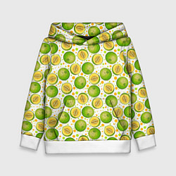 Толстовка-худи детская Дыни узор, цвет: 3D-белый