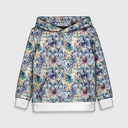 Толстовка-худи детская Волки паттерн, цвет: 3D-белый