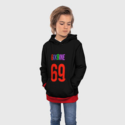 Толстовка-худи детская 6ix9ine logo, цвет: 3D-красный — фото 2