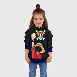 Толстовка-худи детская One piece - Monkey D Luffy, цвет: 3D-синий — фото 2