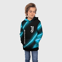 Толстовка-худи детская Juventus неоновые лампы, цвет: 3D-черный — фото 2