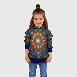 Толстовка-худи детская Симметричный орнамент - мандала узор со светящейся, цвет: 3D-синий — фото 2