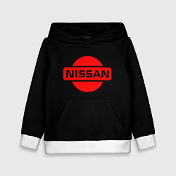 Толстовка-худи детская Nissan red logo, цвет: 3D-белый