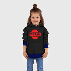 Толстовка-худи детская Nissan red logo, цвет: 3D-синий — фото 2