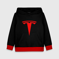 Толстовка-худи детская Tesla red logo, цвет: 3D-красный