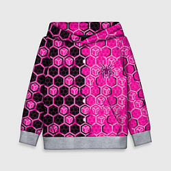 Детская толстовка Техно-киберпанк шестиугольники розовый и чёрный с