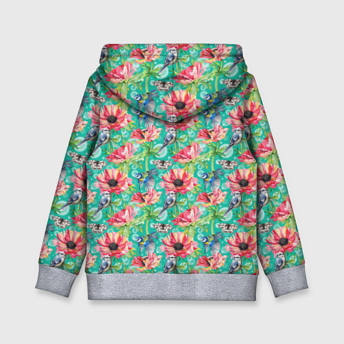 Детская толстовка Синицы и маки / 3D-Меланж – фото 2