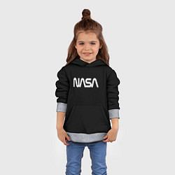 Толстовка-худи детская Nasa white logo, цвет: 3D-меланж — фото 2