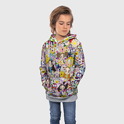 Толстовка-худи детская Right now NewJeans and Takashi Murakami, цвет: 3D-меланж — фото 2