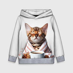 Толстовка-худи детская Котик в халате, цвет: 3D-меланж