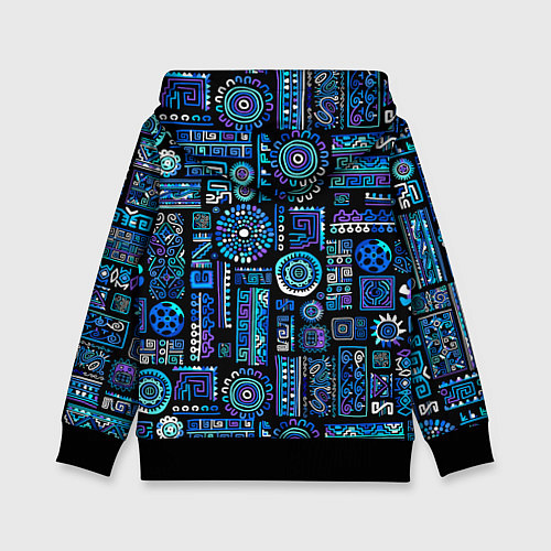 Детская толстовка Этнический неоновый орнамент / 3D-Черный – фото 2