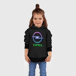 Толстовка-худи детская Opel auto neon, цвет: 3D-черный — фото 2