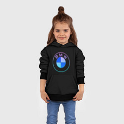Толстовка-худи детская BMW neon logo, цвет: 3D-черный — фото 2