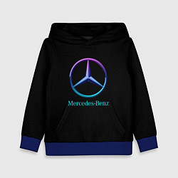 Толстовка-худи детская Mercedes neon logo, цвет: 3D-синий