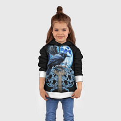 Толстовка-худи детская Черный ворон - сакральные славянские символы, цвет: 3D-белый — фото 2