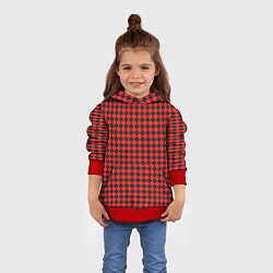 Толстовка-худи детская Паттерн черных квадратов, цвет: 3D-красный — фото 2