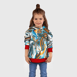 Толстовка-худи детская Иллюзия смешанных абстрактных красок, цвет: 3D-красный — фото 2