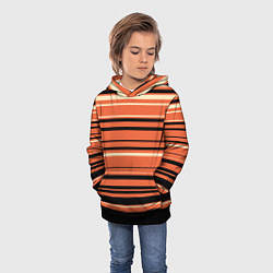 Толстовка-худи детская Оранжевый полосами, цвет: 3D-черный — фото 2