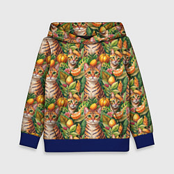 Детская толстовка Бенгальский котик в тропических листьях