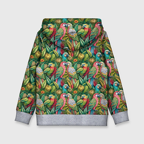 Детская толстовка Влюбленные попугаи в листьях / 3D-Меланж – фото 2