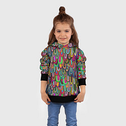 Толстовка-худи детская Абстрактные перья в стиле бохо, цвет: 3D-черный — фото 2