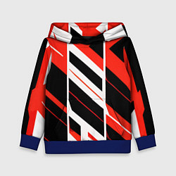 Толстовка-худи детская Black and red stripes on a white background, цвет: 3D-синий