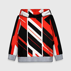 Толстовка-худи детская Black and red stripes on a white background, цвет: 3D-меланж